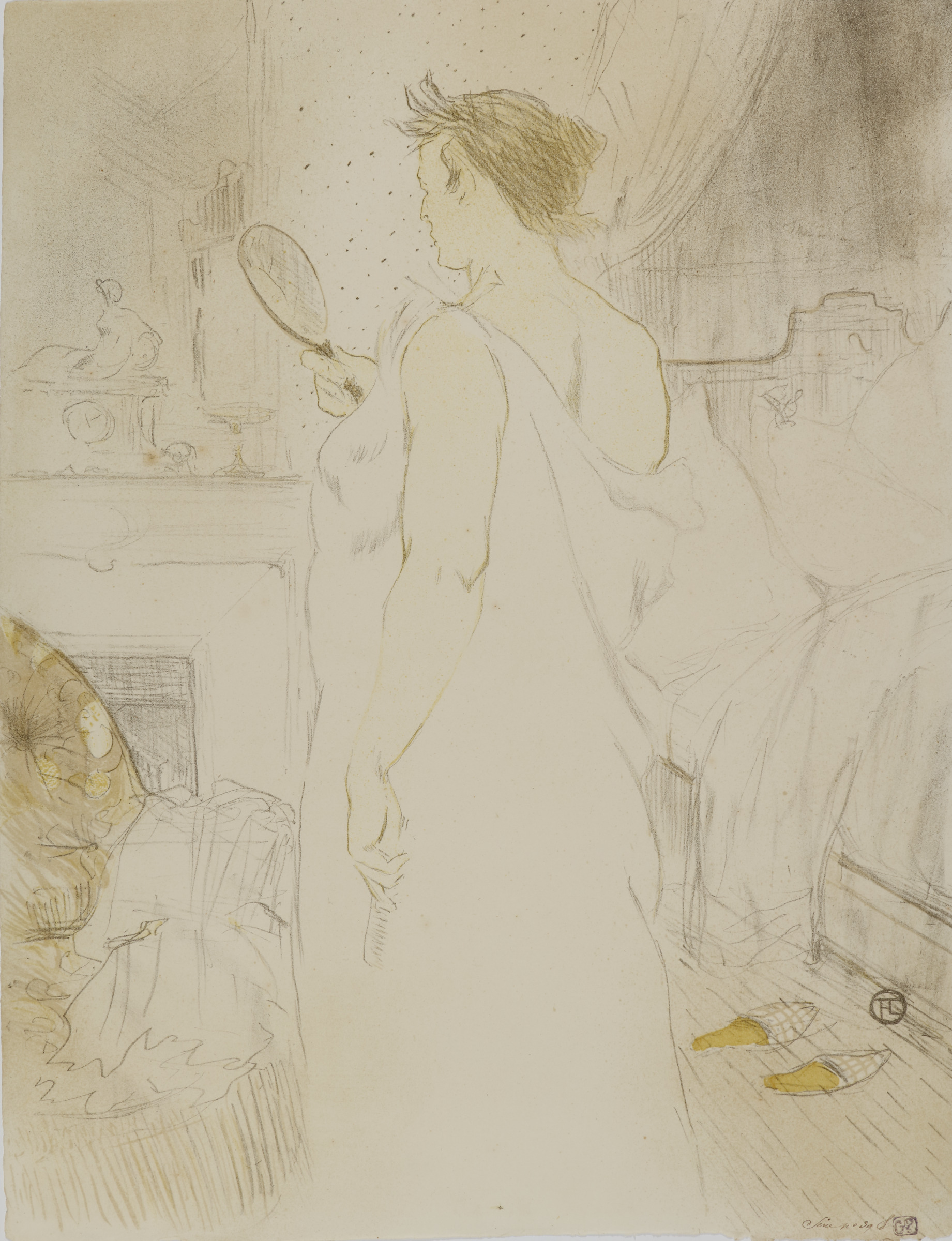 Elles: Woman Looking into a Mirror Held in her Hand (Femme à la glace; La Glace à main)