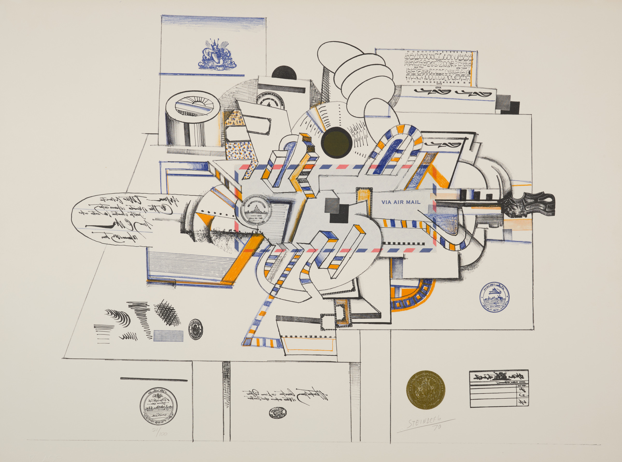 Airmail Still Life, plate 1 from the portfolio Six Drawing Tables