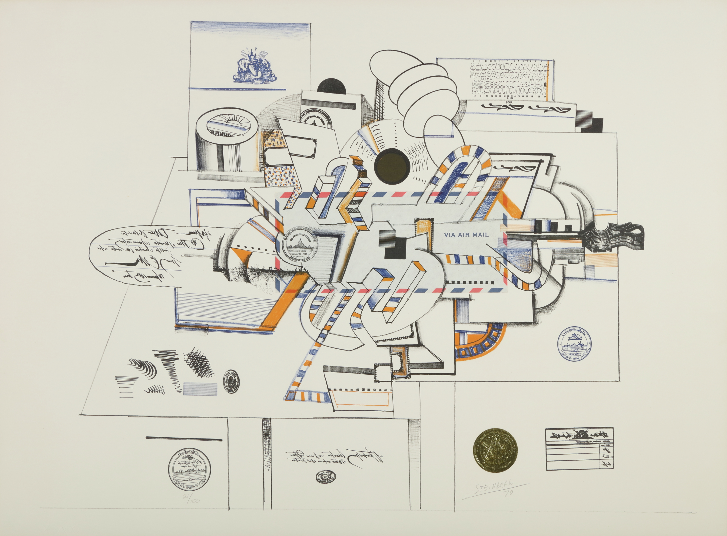 Airmail Still Life, plate 1 from the portfolio Six Drawing Tables