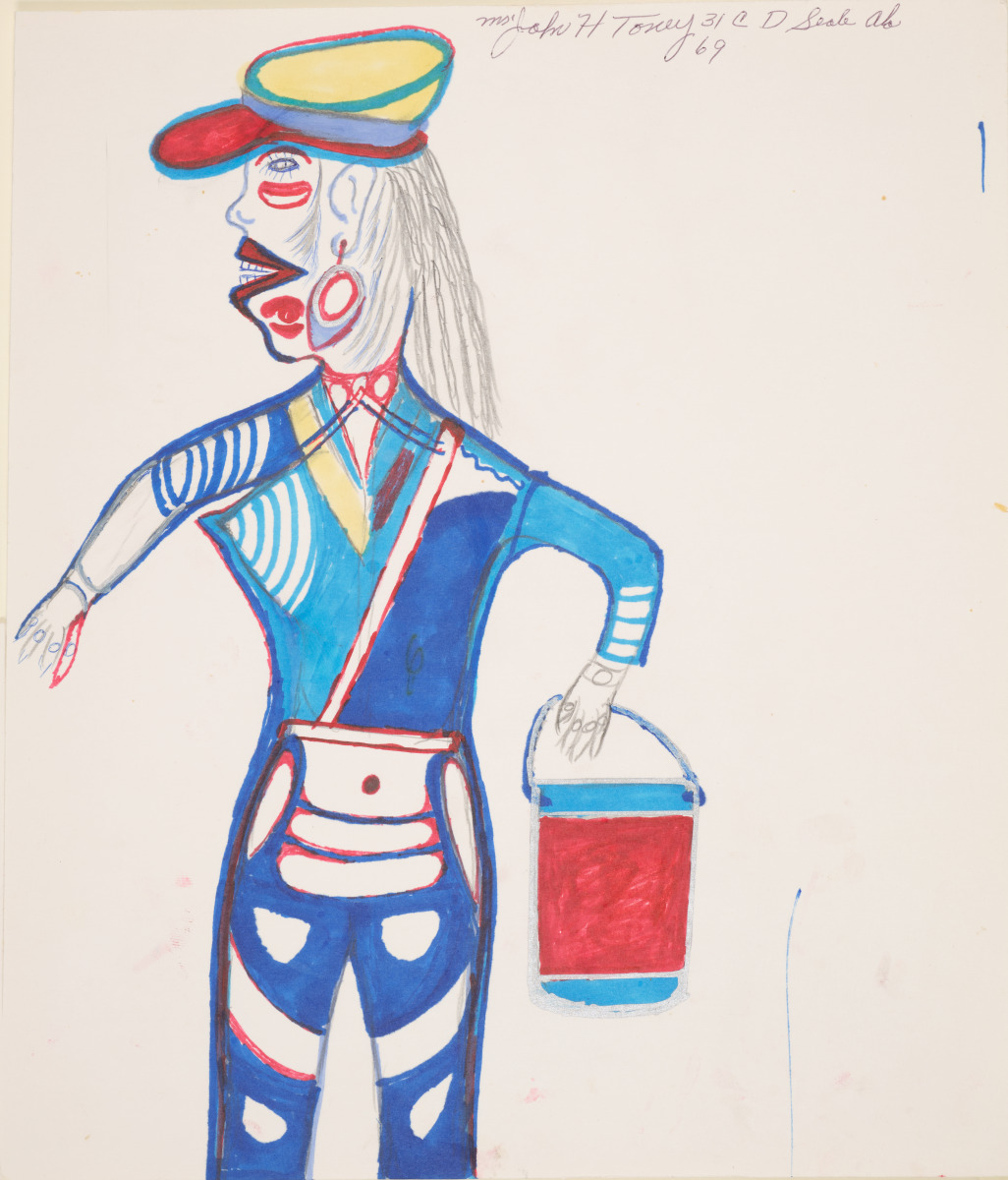 Going in the house with a pail of water masked