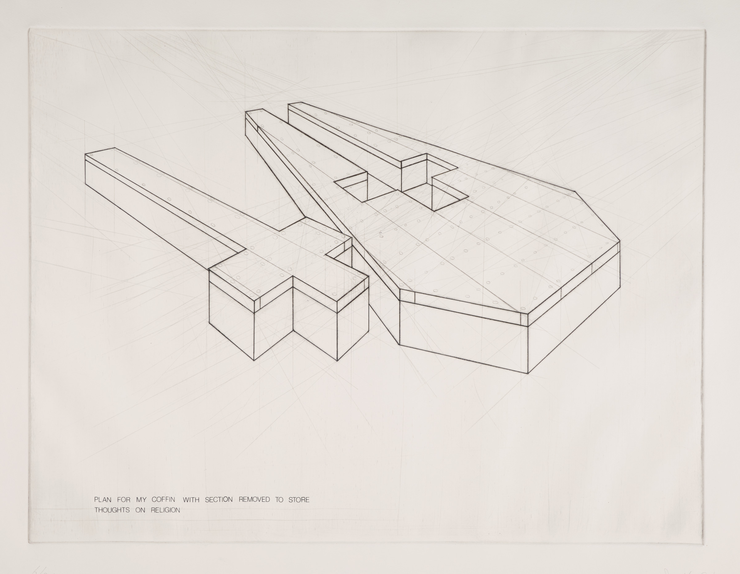 Plan for My Coffin with Section Removed to Store Thoughts on Religion