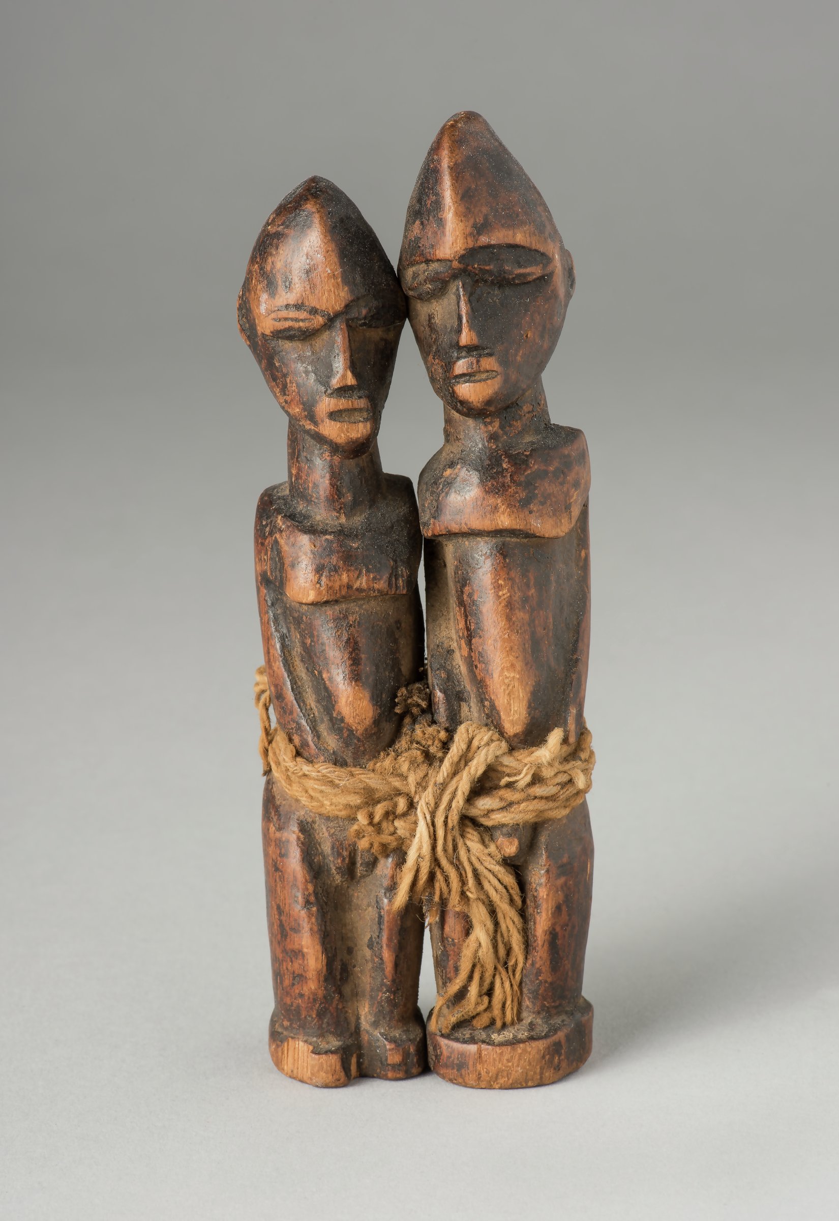 Pair Standing Figures, Couple Bound with fiber