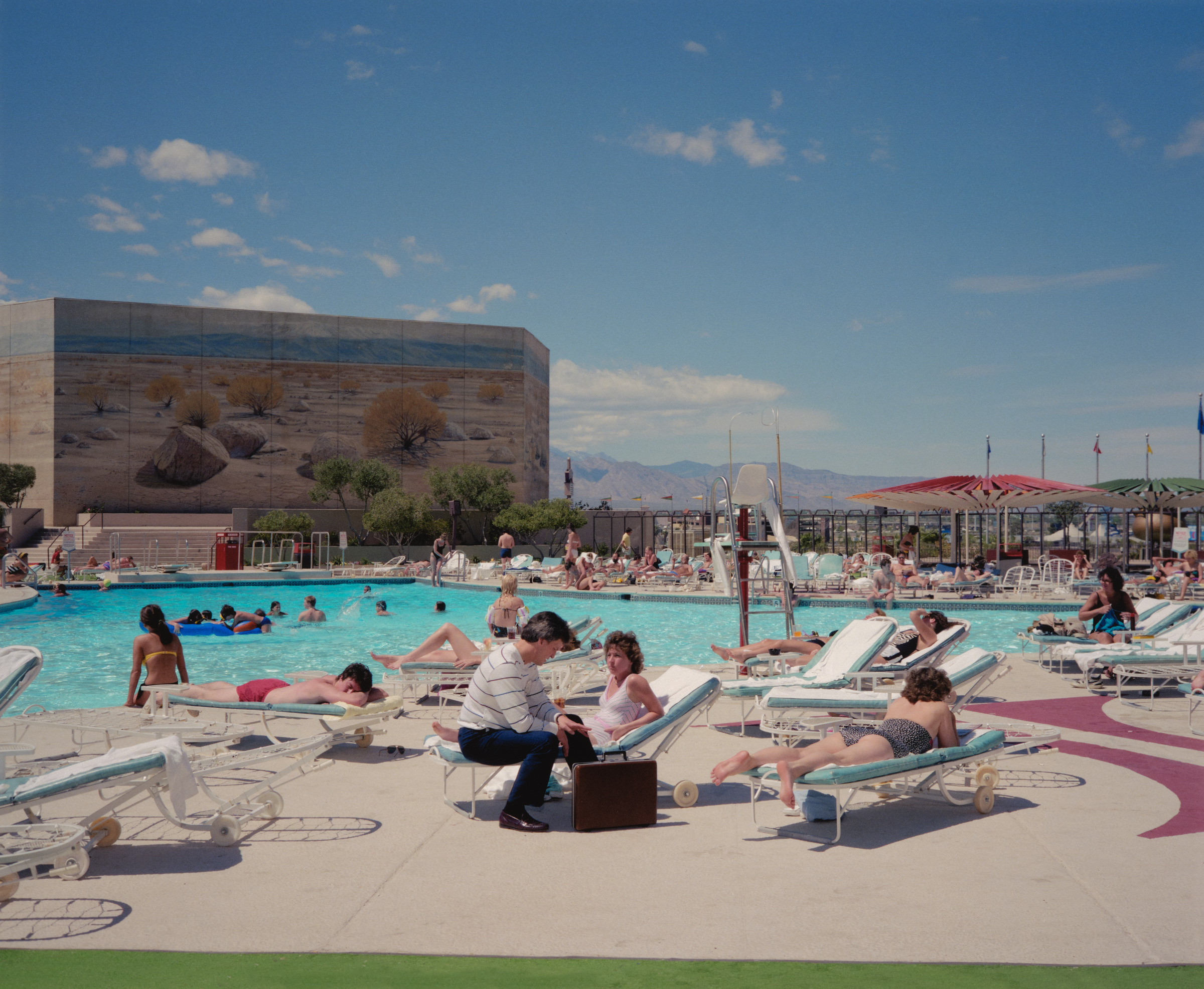 Couple with Briefcase, Hilton Pool, Las Vegas