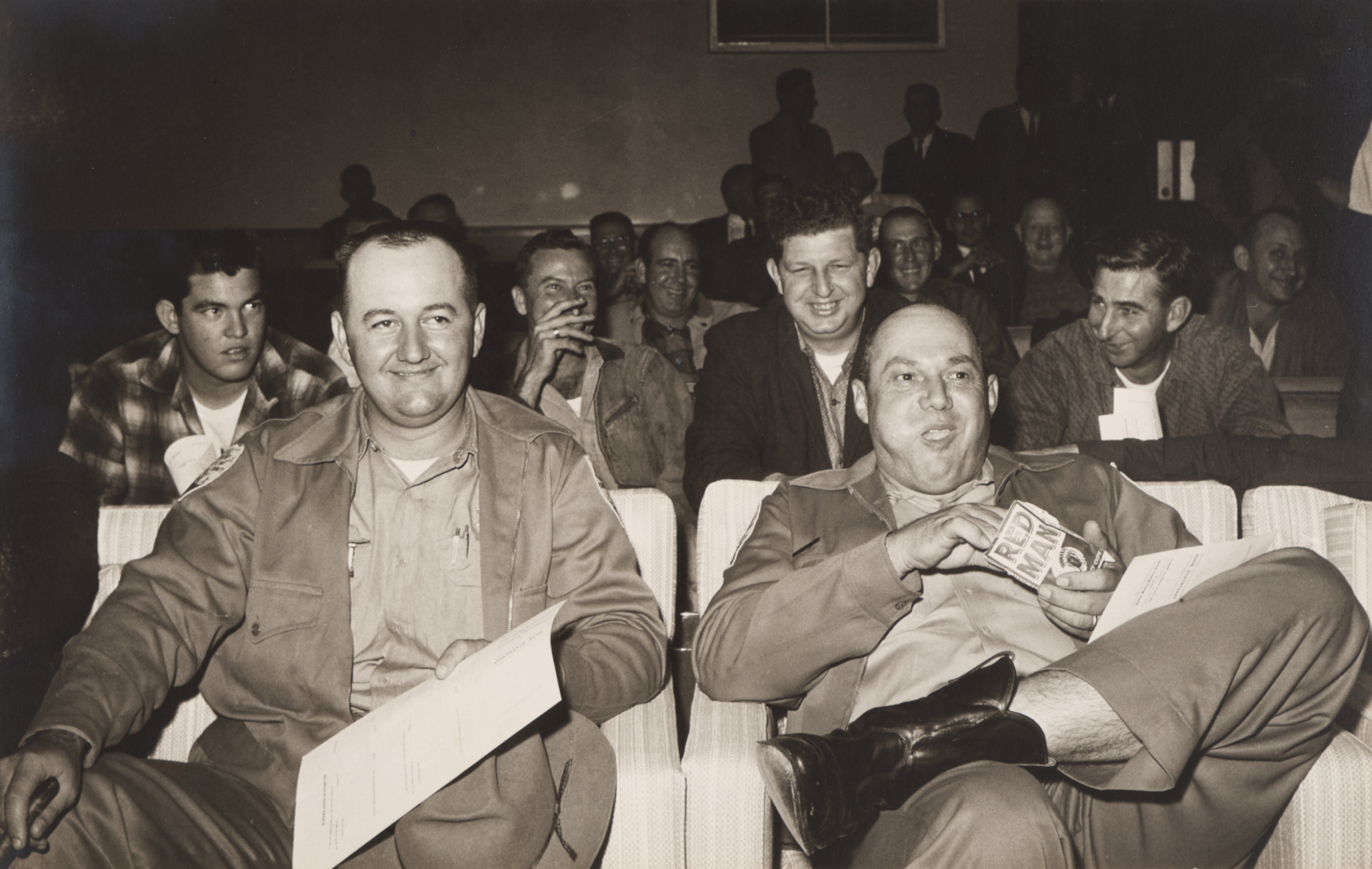 Deputy sheriff Cecil Price and Sheriff Lawrence Rainey during their arraignment as two of the 21 men implicated in murder of James Chaney, Andrew Goodman, and Mickey Schwerner in Meridian, Mississippi