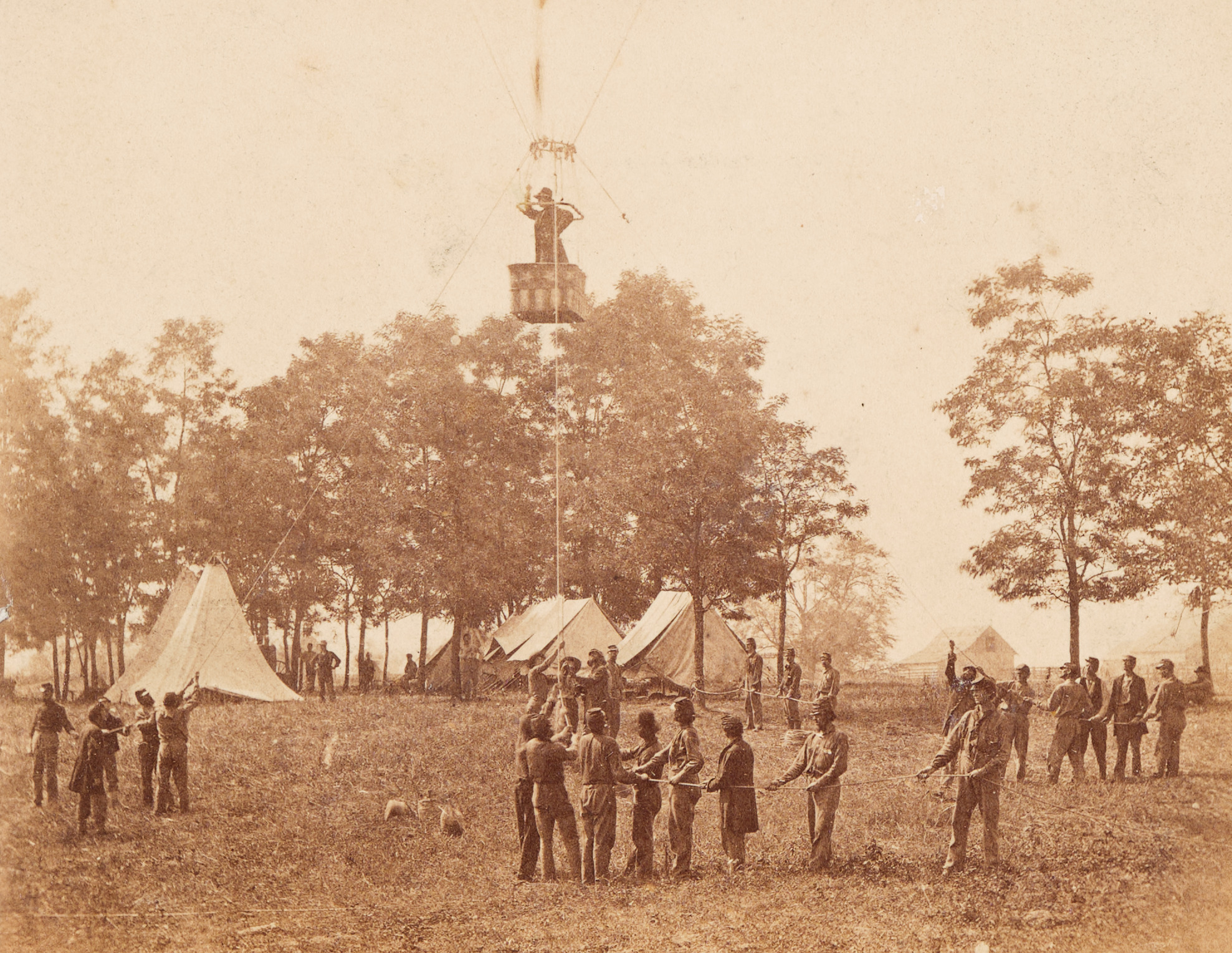 “Prof. Lowe reconnoitering at Battle of Fair Oaks,” No. 427 from “Brady’s Album Gallery”