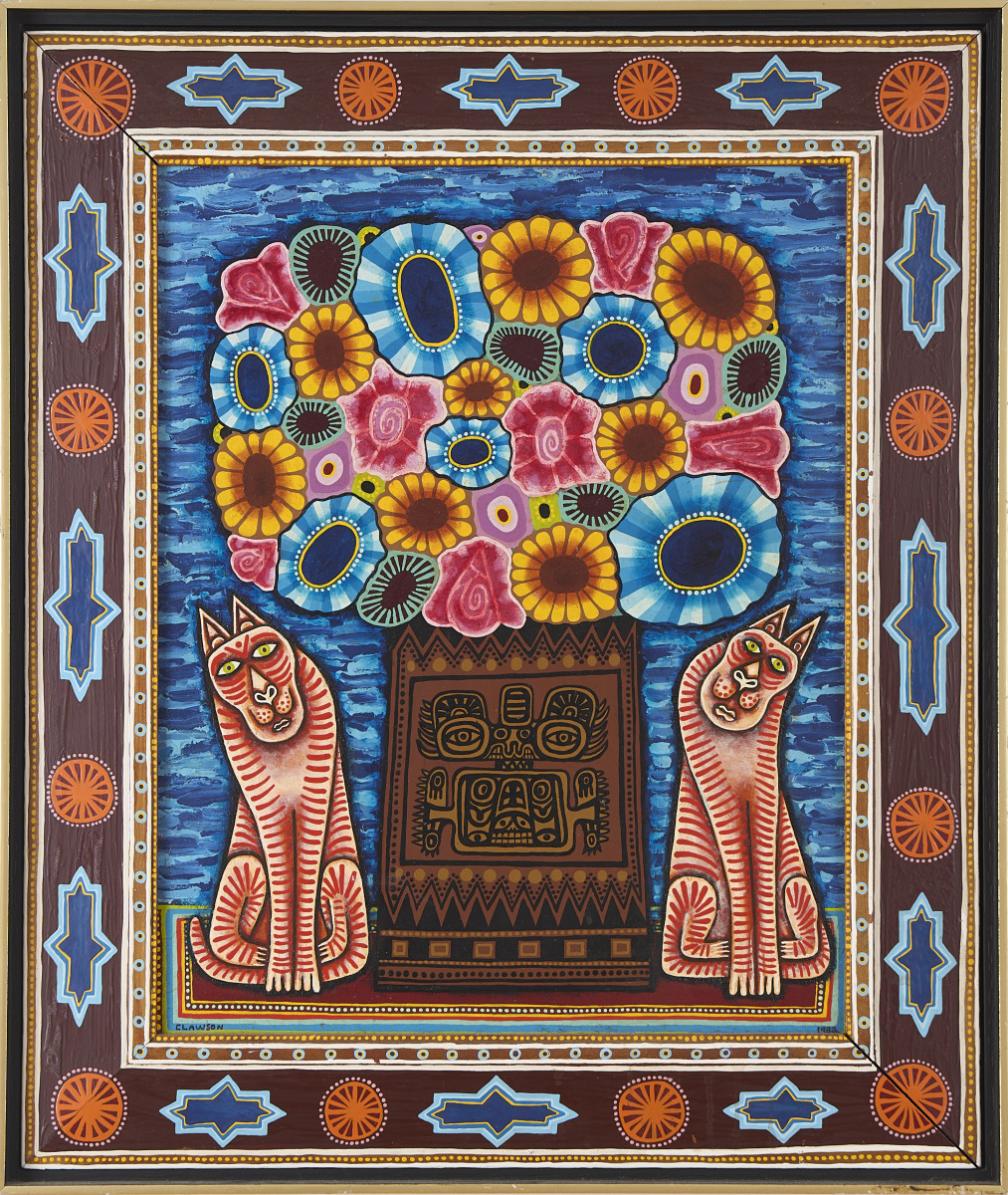 Cat with Flowers Still Life