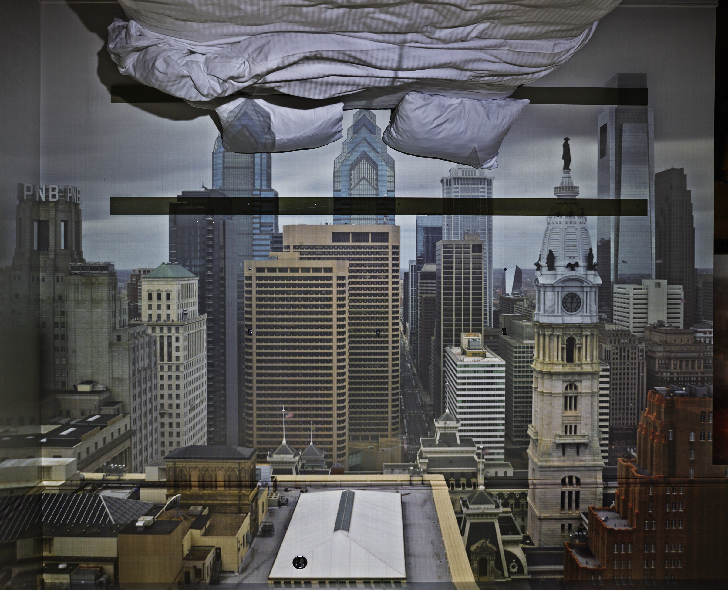 Camera Obscura: View of Philadelphia from Loews Hotel Room #3013 with Upside Down Bed, April 14th