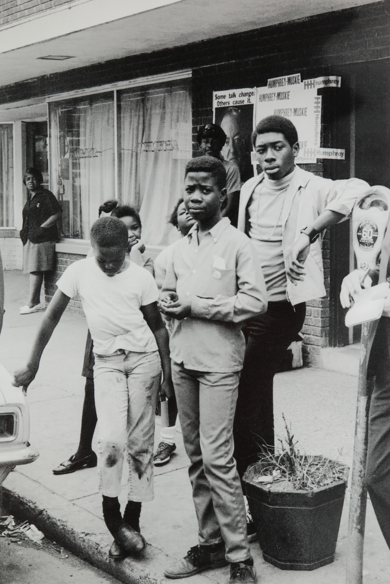 Children observing political meeting, Farish Street, Jackson, Mississippi