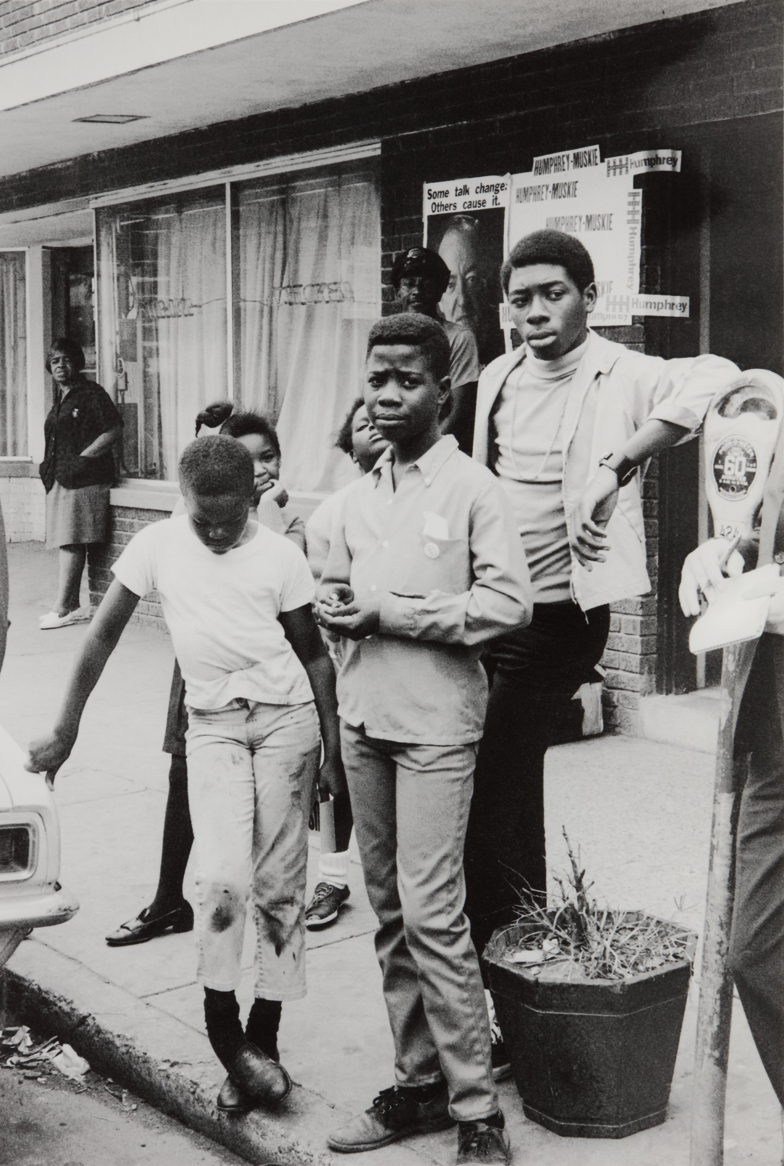Children observing political meeting, Farish Street, Jackson, Mississippi
