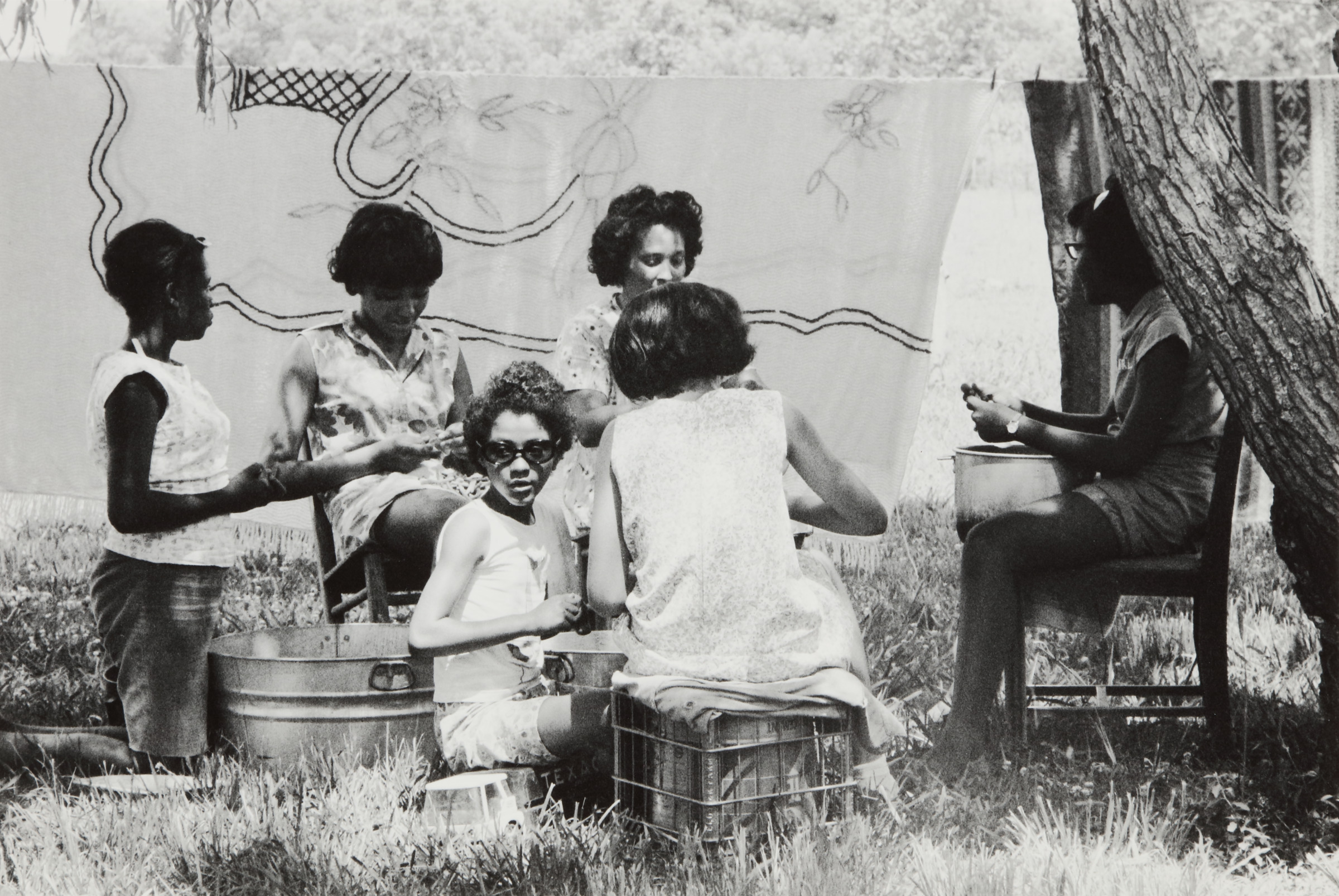 Women preparing vegetables, Sunset, Louisiana