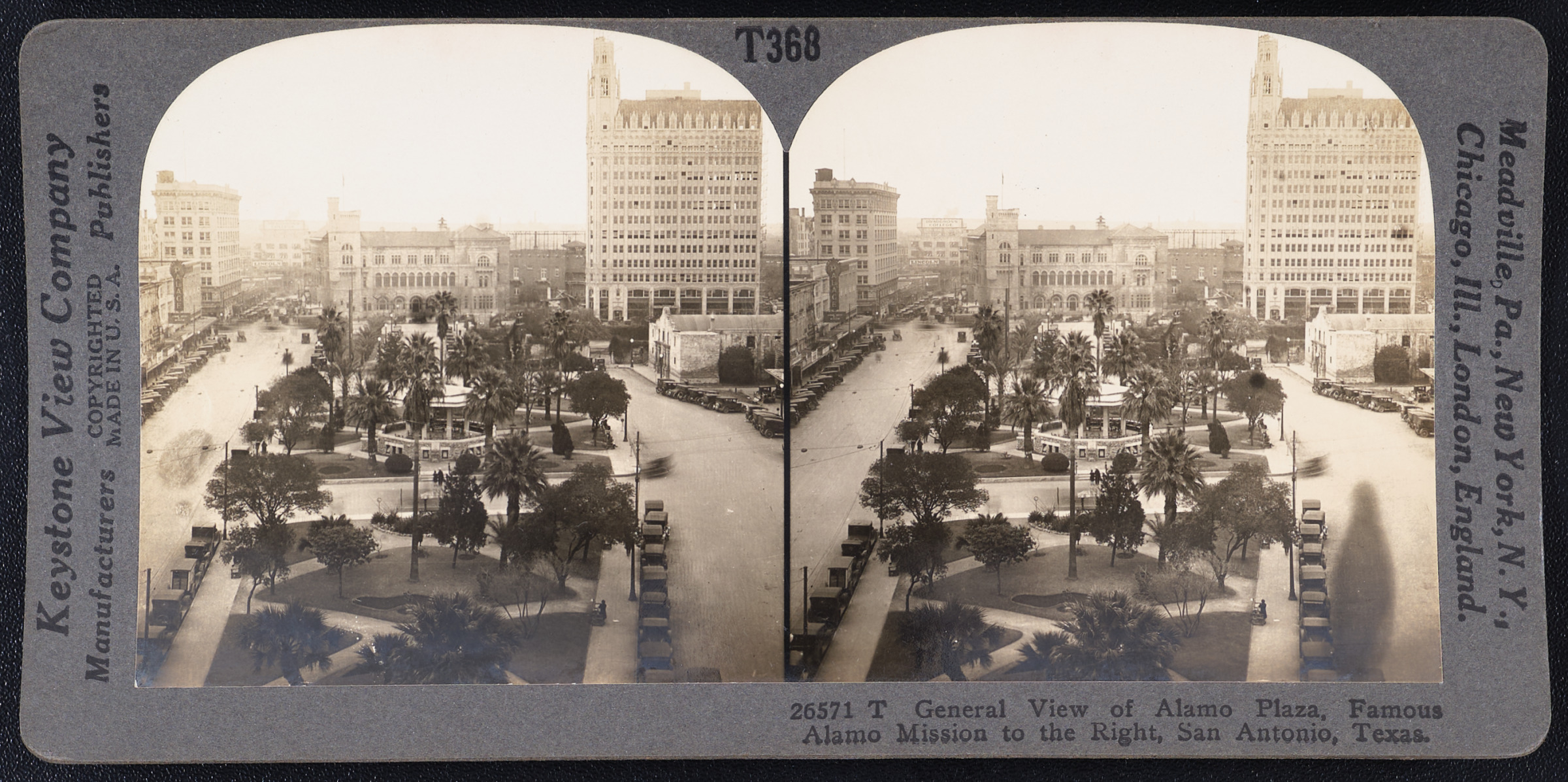 General View of Alamo Plaza, Famous Alamo Mission to the Right, San Antonio, Texas