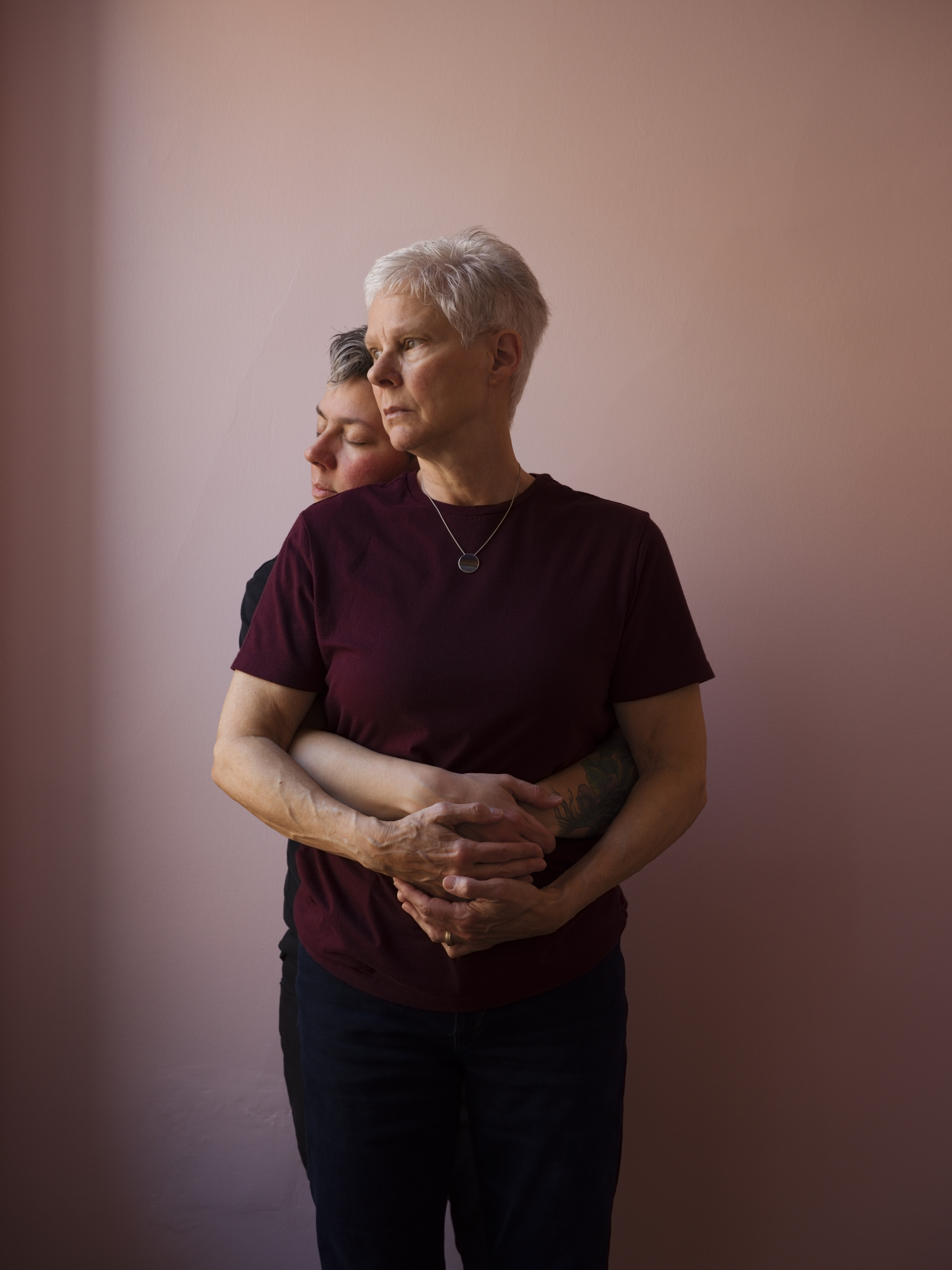 Self-portrait with mom (embrace)