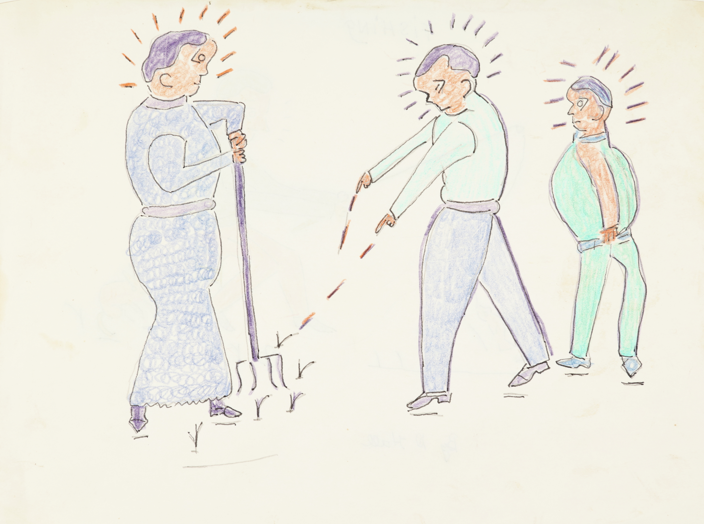 Three Figures with a Pitchfork