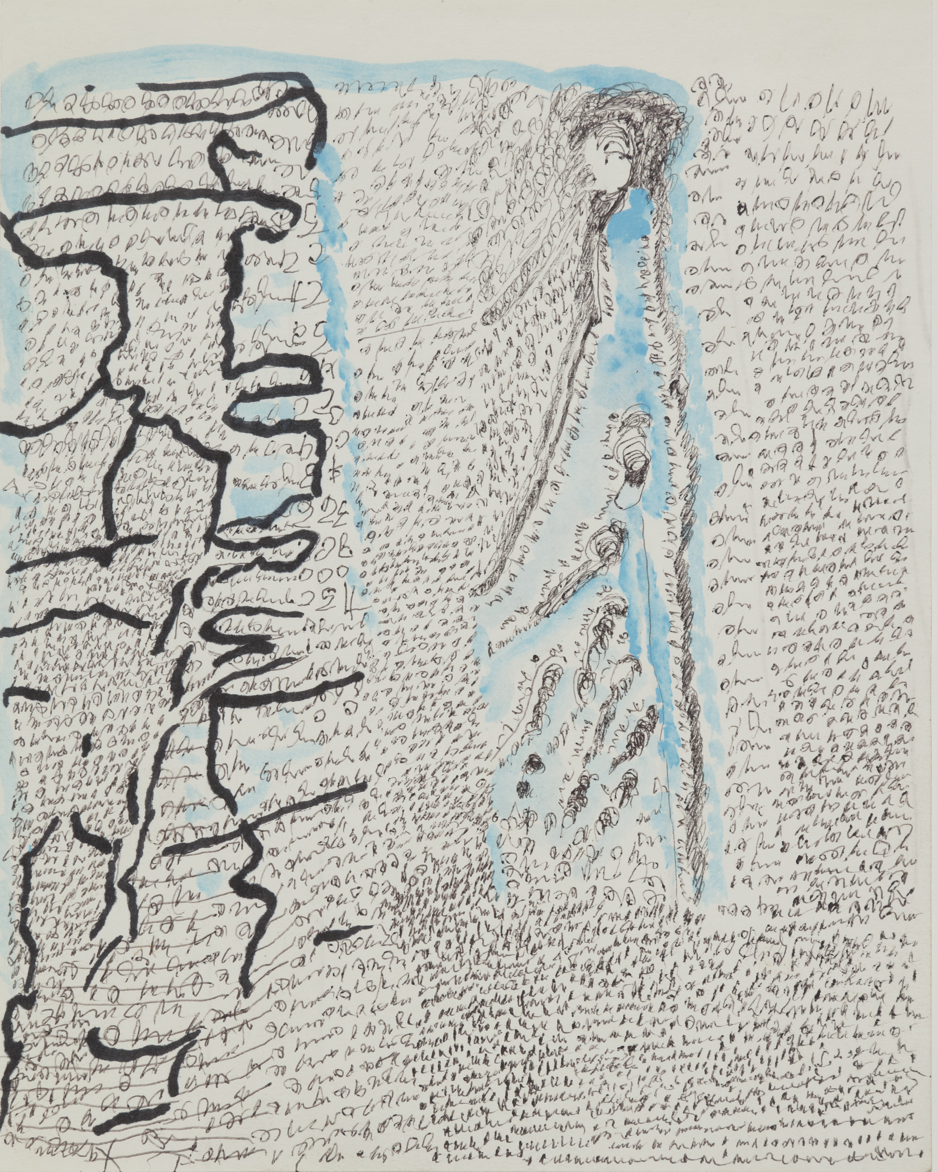 Blue Figure Black Script
