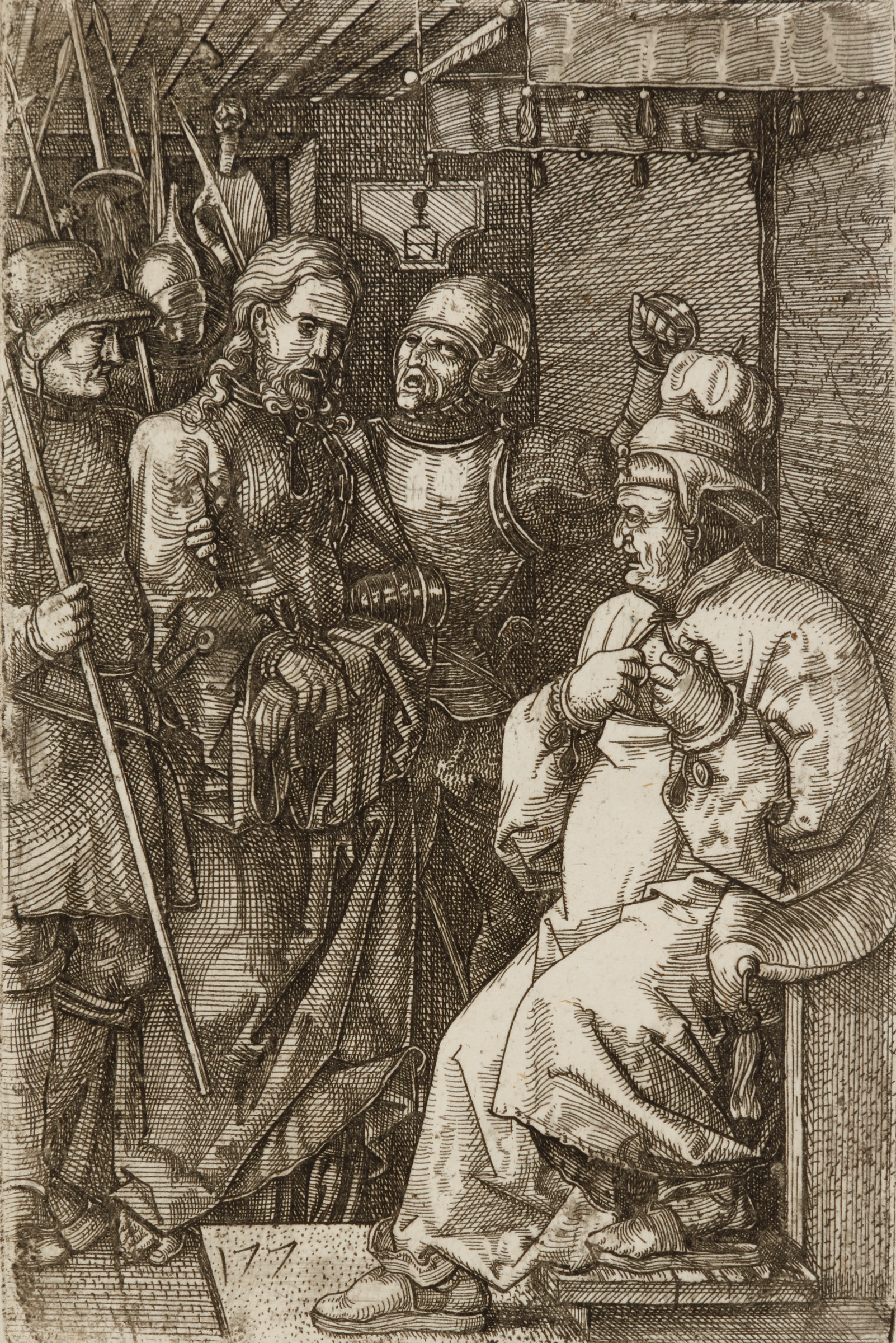 Christ Before Caiaphas, after an engraving by Albrecht Durer