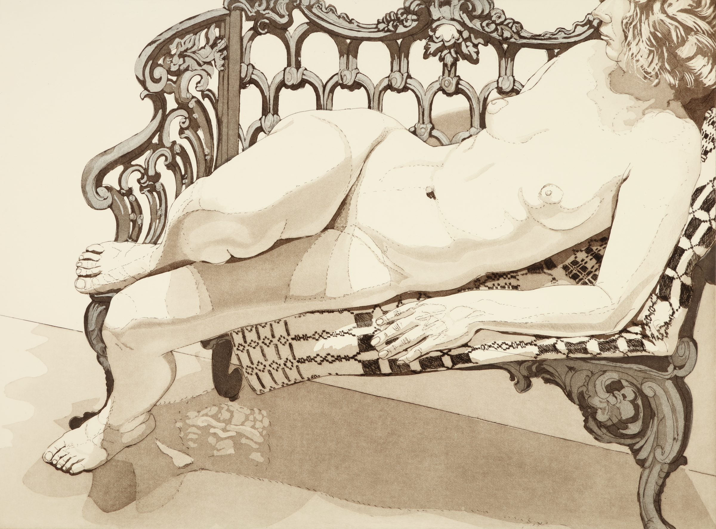 Nude on Silver Bench