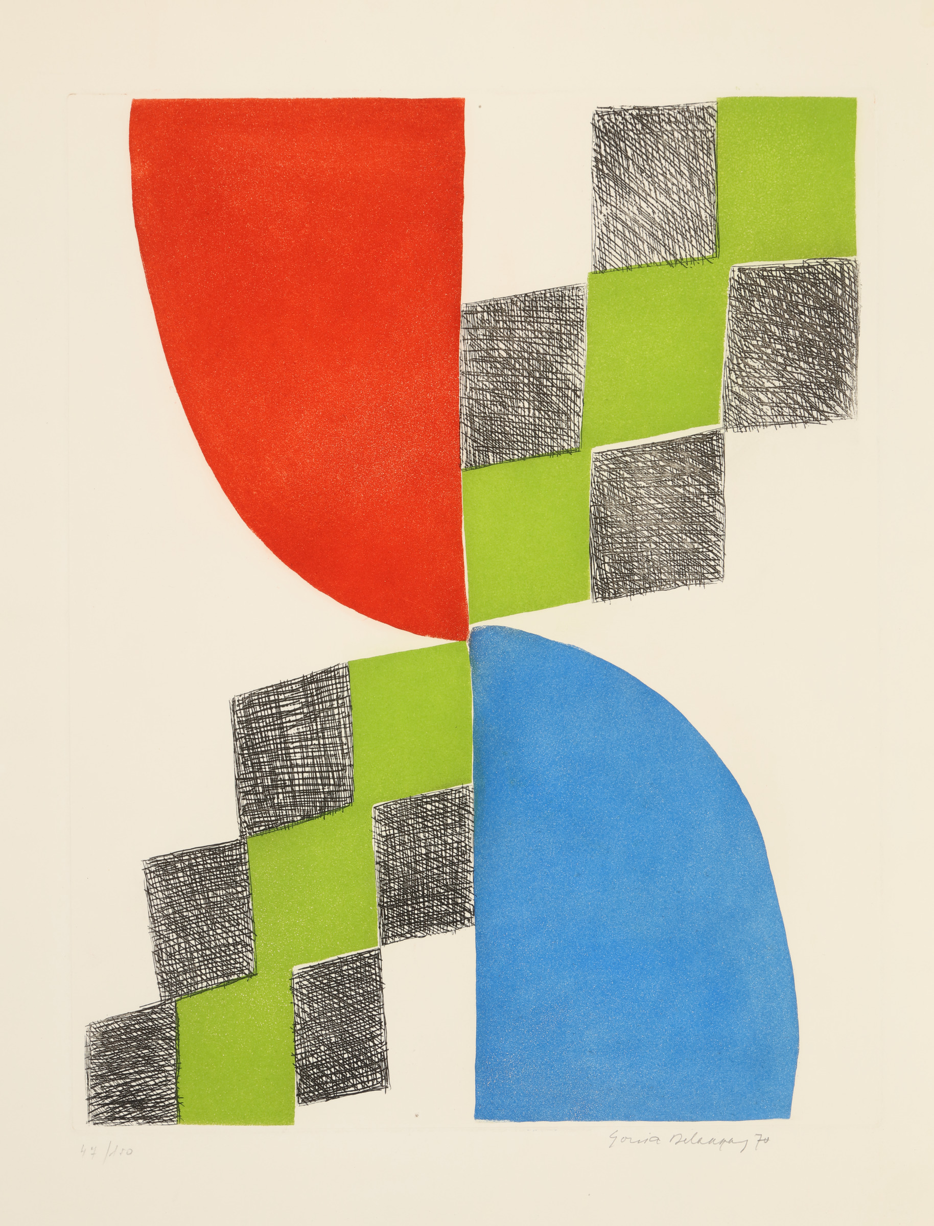 Composition with Blue, Red and Green